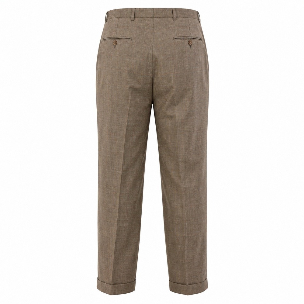 Ted Baker Plaid Wool Suit Mens 44R 34x32 Light Brown 3 Button Pleated Pants 90s - Picture 4 of 9